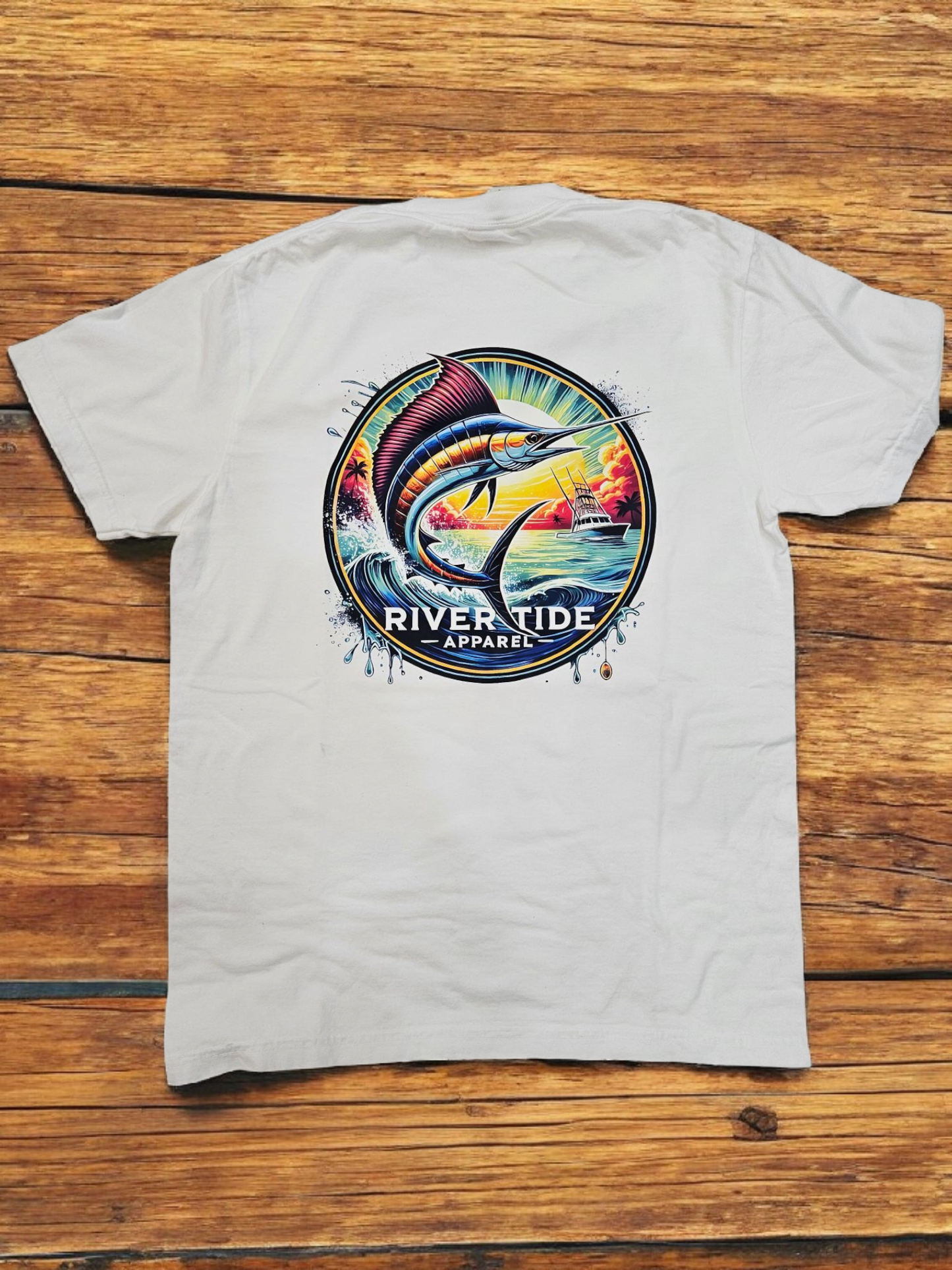 River Tide Sunset Marlin T-Shirt White