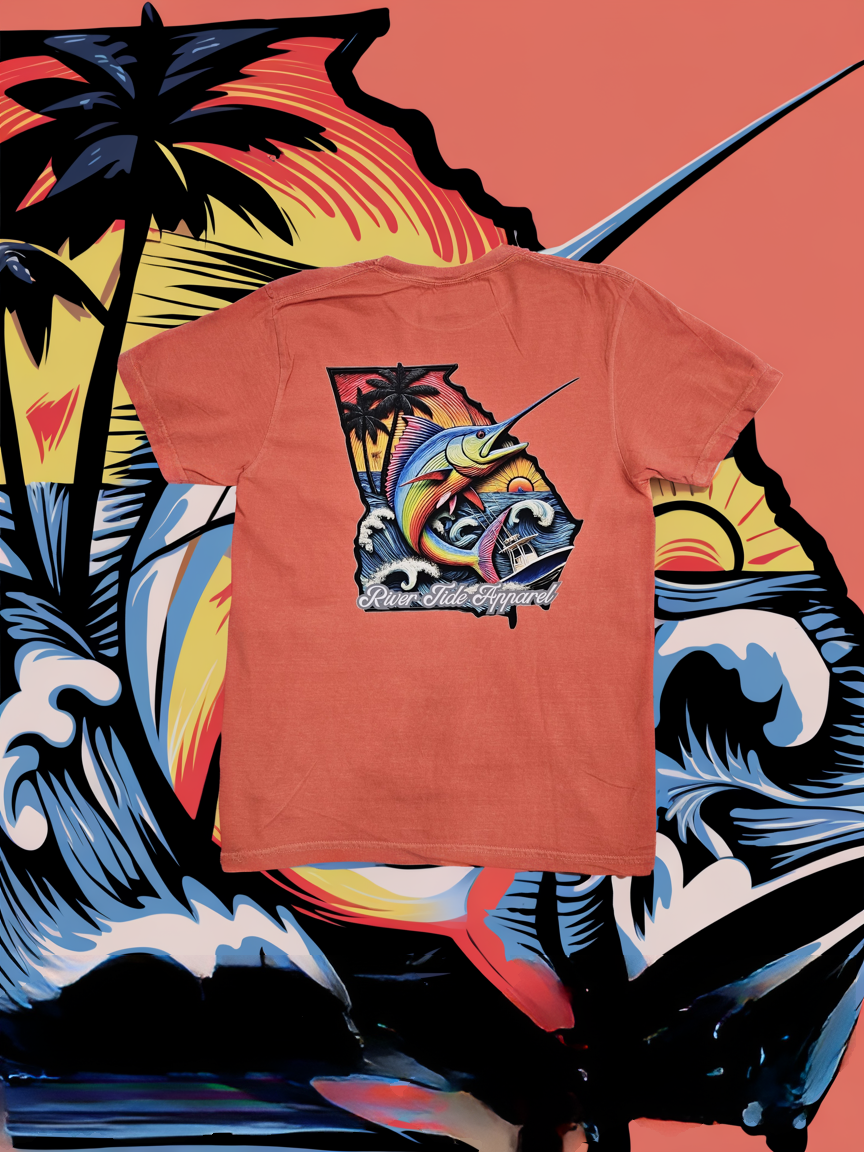 Georgia Marlin Tee Shirt Bright Salmon