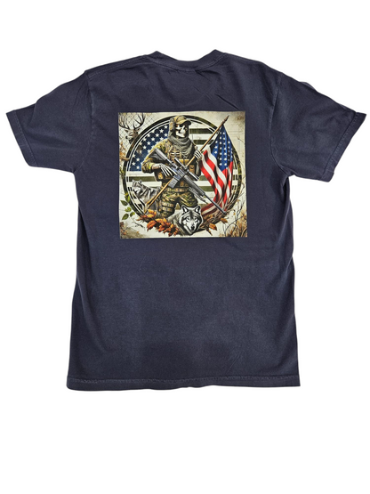 Skeleton Hunter with Wolf Tee Shirt