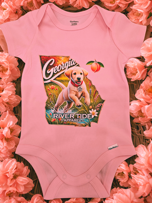 Georgia Peach Puppy Onesie