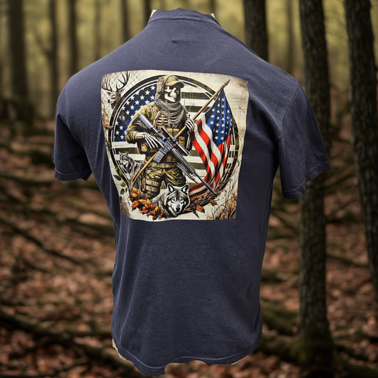 Skeleton Hunter with Wolf Tee Shirt