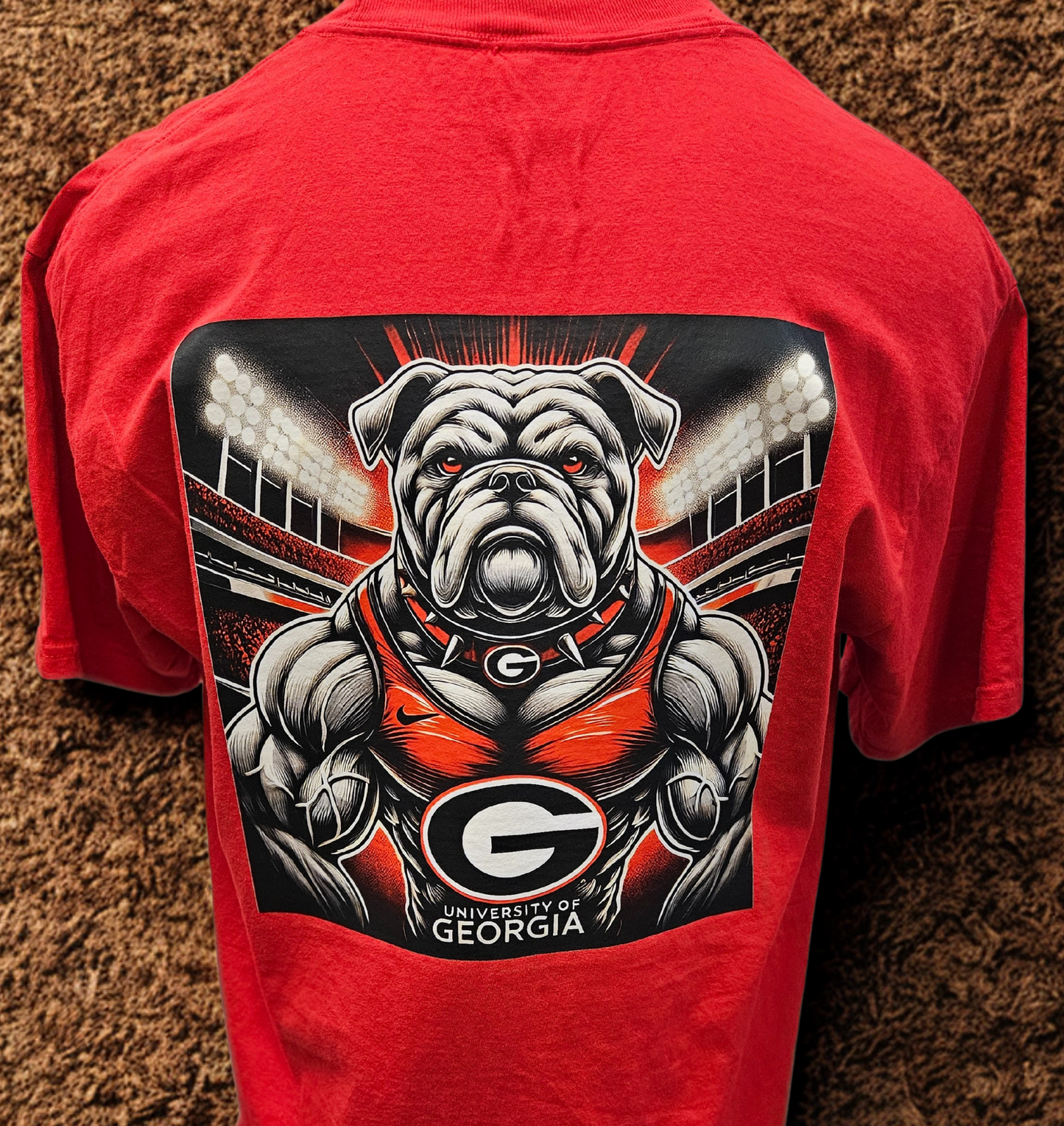 Georgia Bulldog Spiked Collar Tee Shirt Red