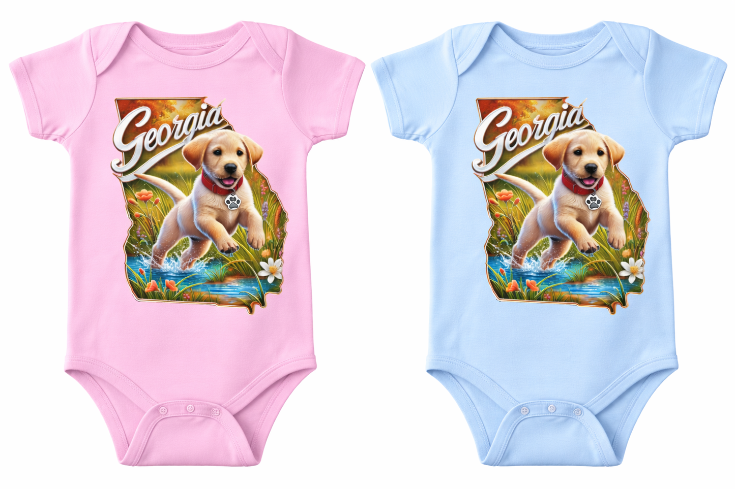 Georgia Peach Puppy Onesie