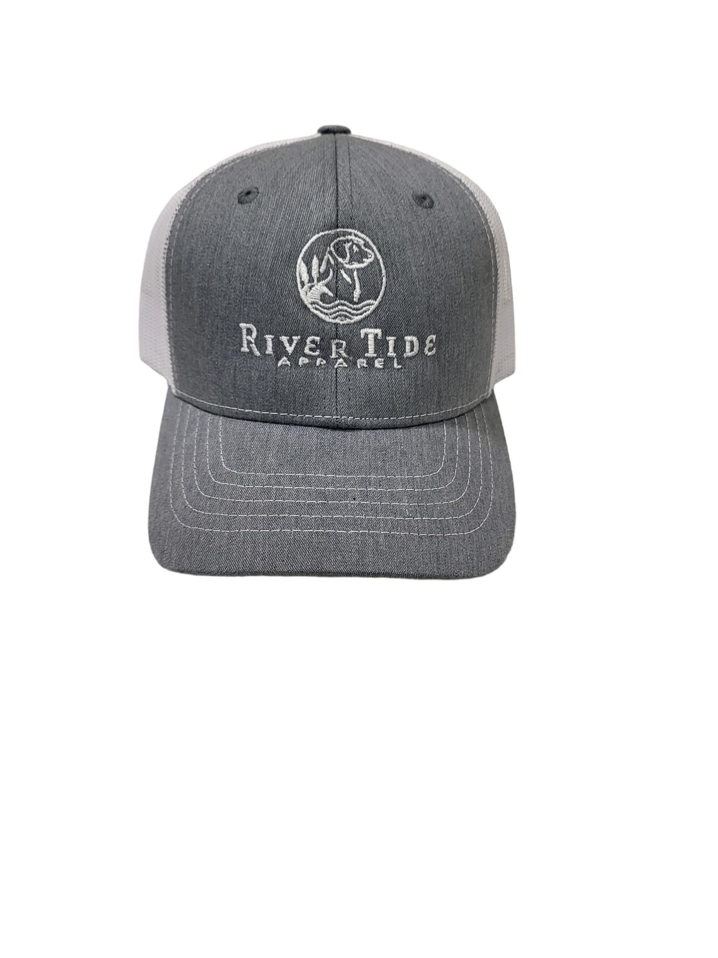 Gray & White River Tide Apparel Hat