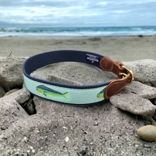 Green Mahi on Navy Ribbon Belt