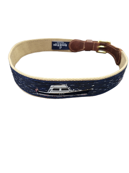 Powerboat on Khaki Ribbon Belt