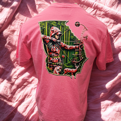 Georgia Pink Camo Bow Hunter Tee Shirt Neon Pink