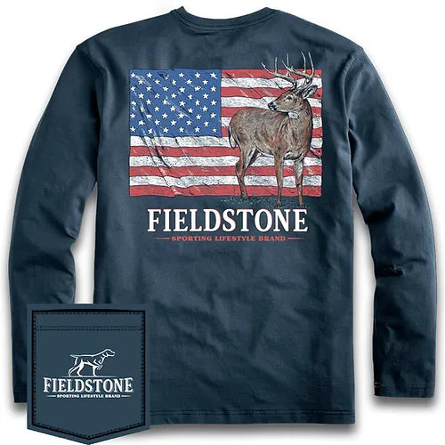 Fieldstone Flag Deer Long Sleeve T-Shirt